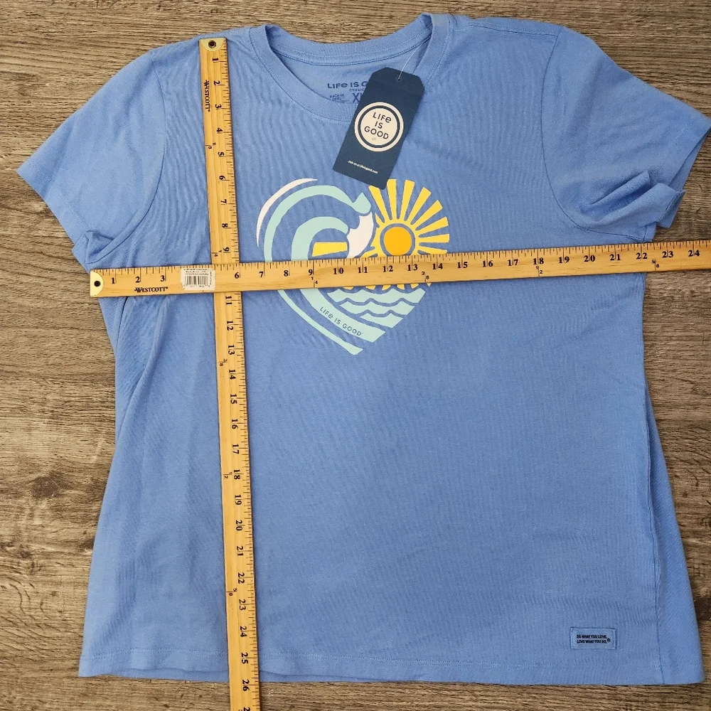 Life Is Good Womens Waveheart Crusher Tee Short Sleeve Size XL Blue NEW - Picture 5 of 7